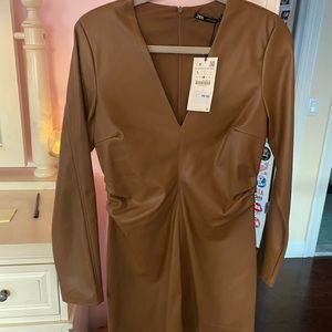 Zara Brown Long Sleeve Dress